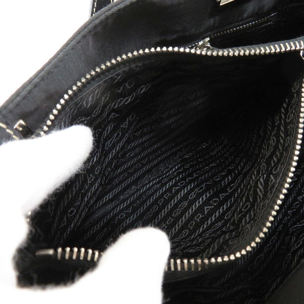 Prada Tote Tessuto Leather Shoulder Black Bag Black - Picture 6 of 11